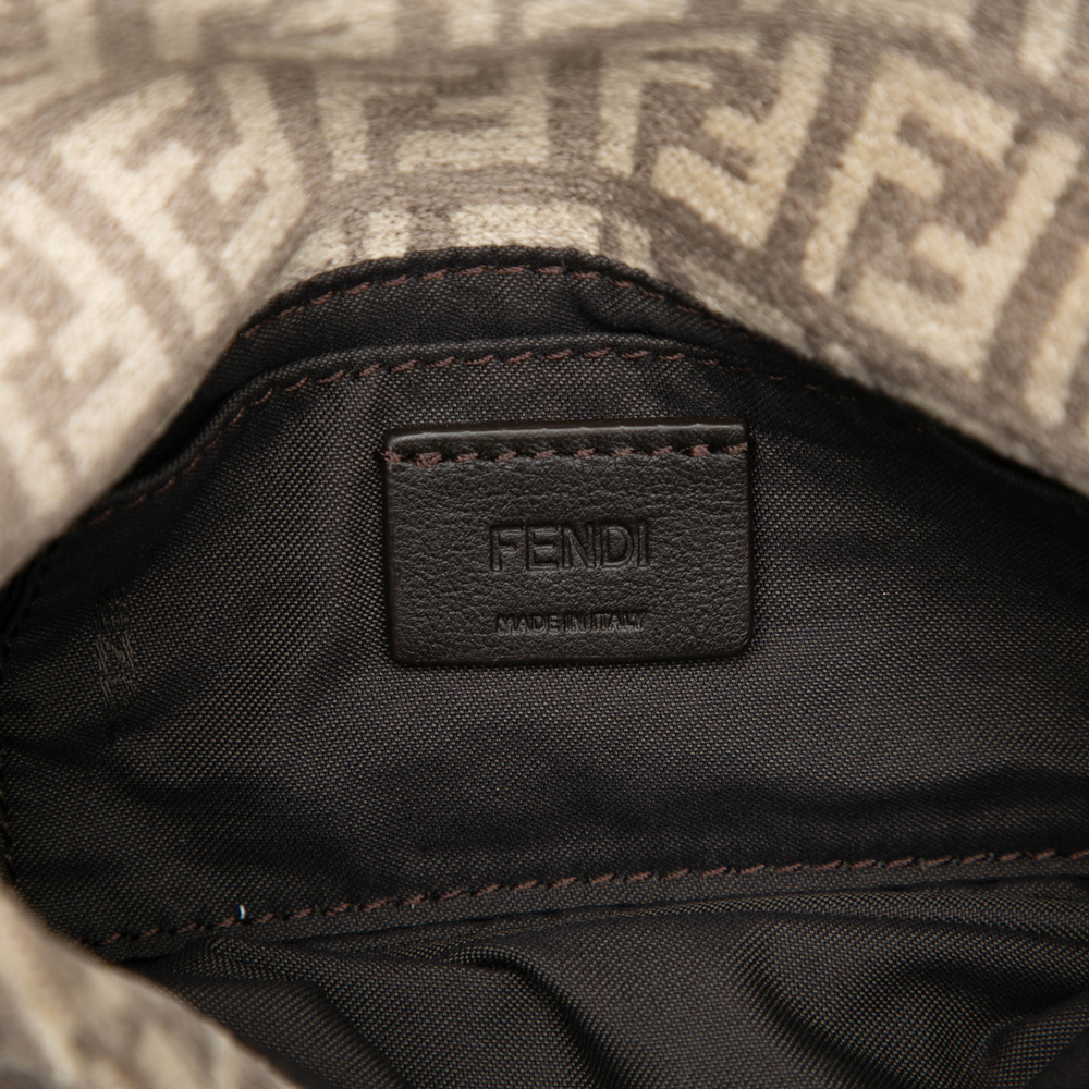 Pre-Loved Fendi Zucchino Velvet Baguette Phone Pouch Satchel - Picture 5 of 7